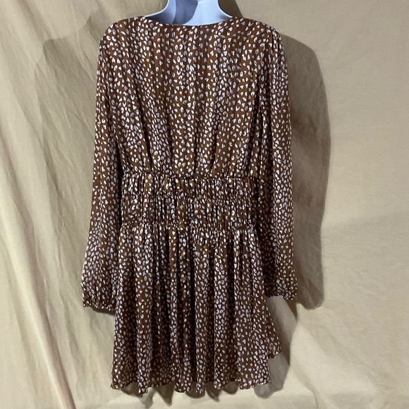 Umber Size L Brown and White Polka Dot Dress - Picture 6 of 7
